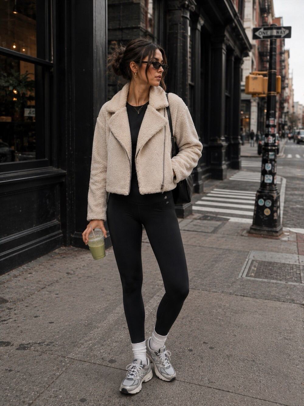 Lululemon Sherpa Fleece Moto Jacket White Opal Cream Cropped Zip Up Size S